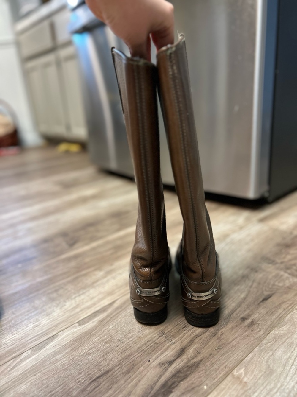 Frye Lindsay Plate Riding Boot- Brown - Picture 4 of 10